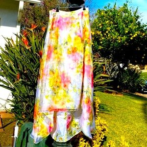 CITY STUDIO BRAT GIRL SUMMER FLORAL HIGH LOW CHIFFON MAXI SKIRT Size 7 E…